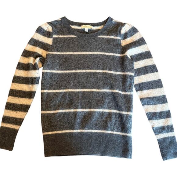 Lucky Brand Wool Mix Crew Neck Sweater Multi Pattern Grey Puff Sleeve - Picture 1 of 11